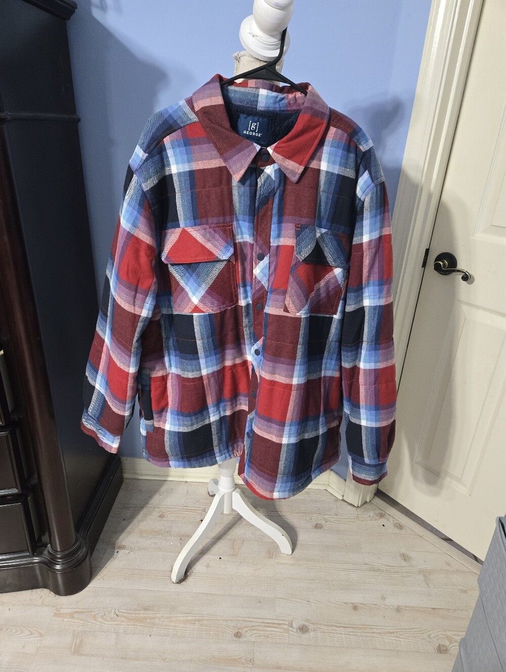 George Men's Plaid Fleece Lined Jacket Jacket 2XL